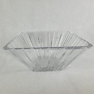 VTG MCM Crystal Square Bowl Vertical Cut Lines